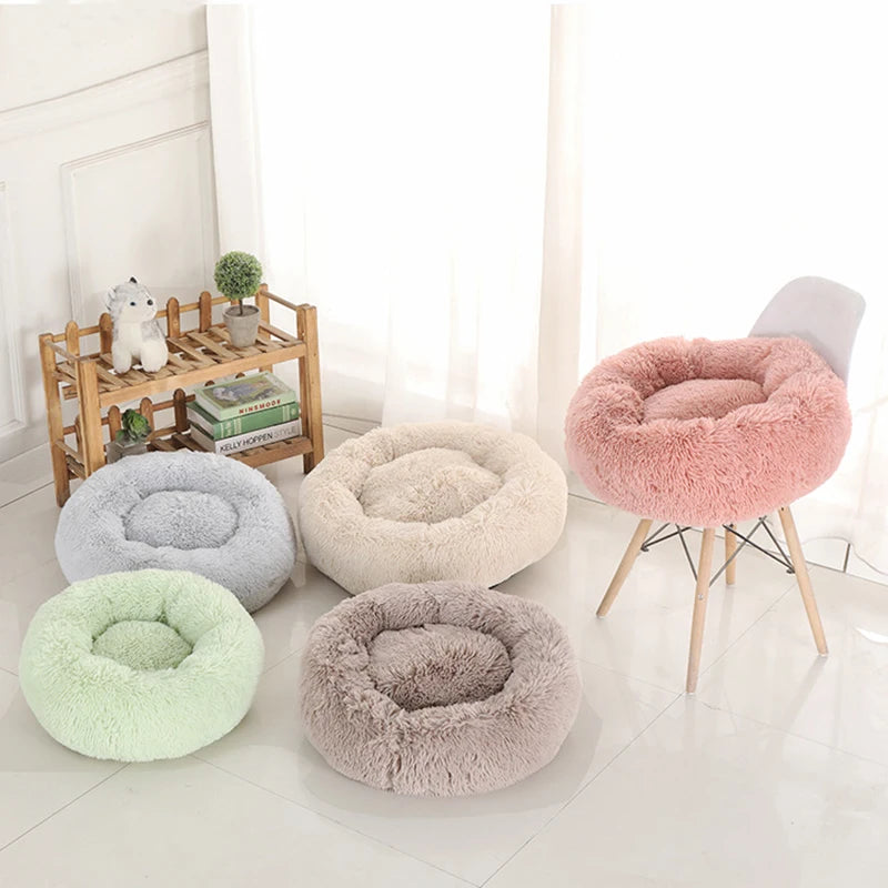 Luxury Calming Pet Bed - Washable Donut Sofa with Removable Fluffy Cushion for Dogs and Cats