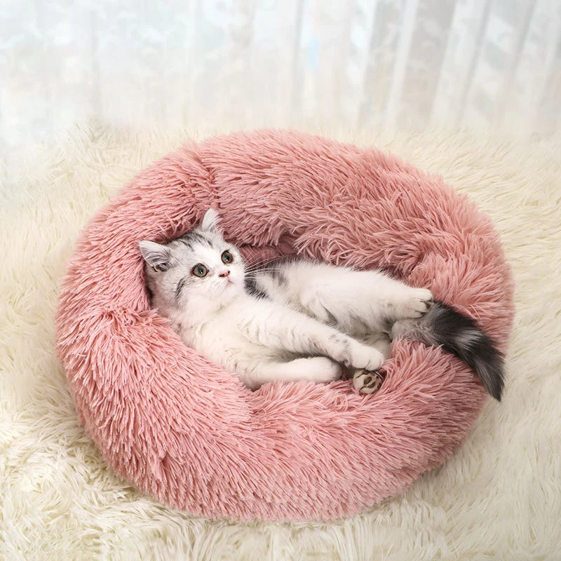 Luxury Calming Pet Bed - Washable Donut Sofa with Removable Fluffy Cushion for Dogs and Cats