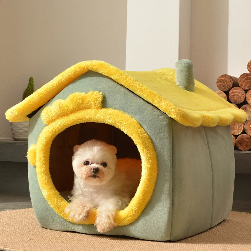 Foldable Dog House Kennel - Warm Winter Bed for Small Dogs and Cats.