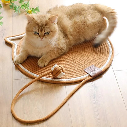 Cotton rope cat scratching post for claw grinding.