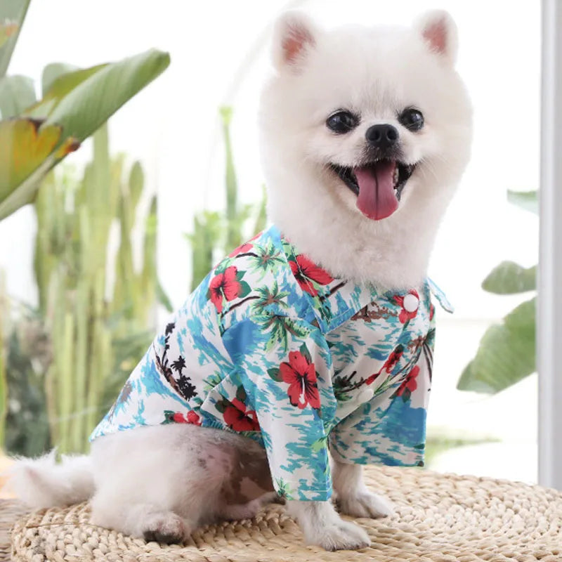 Hawaiian Style Dog Shirt - Summer Clothes for Small to Medium Dogs