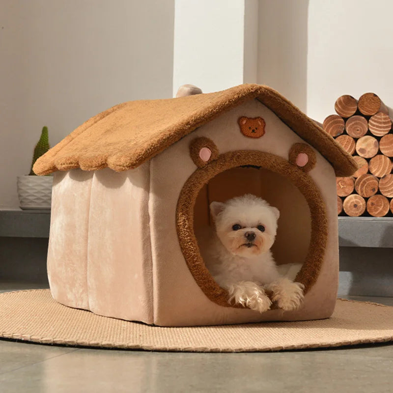 Foldable Dog House Kennel - Warm Winter Bed for Small Dogs and Cats.