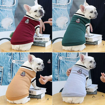 Striped V-Neck Knitted Dog Sweater - Vest Coat for Small to Medium Dogs