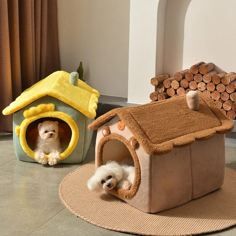 Foldable Dog House Kennel - Warm Winter Bed for Small Dogs and Cats.