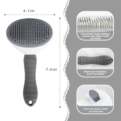 Non-Slip Hair Remover Brush for Dogs and Cats. Stainless steel comb for easy pet hair removal and grooming.