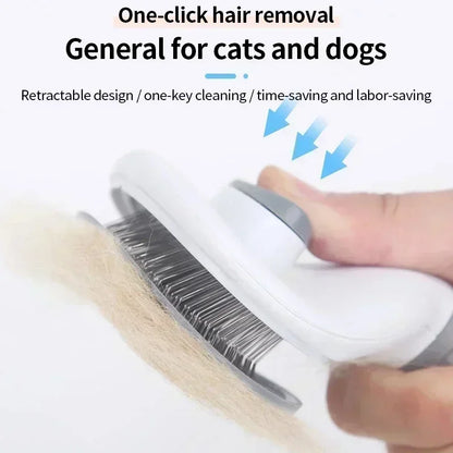 Non-Slip Hair Remover Brush for Dogs and Cats. Stainless steel comb for easy pet hair removal and grooming.